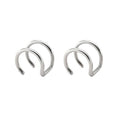 2Pcs Stainless Steel Non Piercing Fake Lip Rings Helix Conch Cartilage Earrings Minimalist Double Hoops Ear Cuffs Earring Fake Body Piercing Jewelry