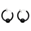 Silver Small for Women Comfortable Plastic Invisible Clip On Hoop Earrings Men Fake Nose Ring Faux Lip Septum Ring Fake Cartilage Earrings 12 mm Spike Cross Feather 15mm Unisex Gold Non Piercing Lobes - color: Ball Black