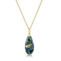 Joya Love 14K Gold Plated Healing Stone Teardrop Pendant Necklace for Women, Waterproof Stainless Steel Chain, Colorful Natural Stone Look, Boho Spiritual Jewelry Gift - color: Blue -Gold