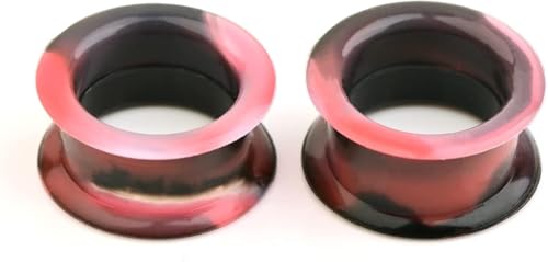WBRWP 20/28pcs Ear Stretching kit Set: Hollow Hard/Soft Silicone Plugs and Tunnels Ear Expander Gauges Stretcher Body Piercing Jewelry - style: 20pcs Thick/Mixed Black&Transparency&Red