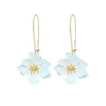 Bohemian Daisy Flower Matte Floral Long Petal Drop Dangle Earrings Layered Tiered for Women Chic Boho Wedding Jewelry - color: White