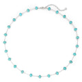 Created Turquoise Necklace for Women 14K Gold Plated Beaded Heart Choker Boho Necklaces Handmade Beach Summer Everyday Western Jewelry Gifts - color: Silver Chain, style: Bead