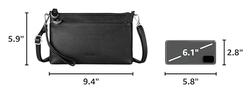 befen Genuine Leather Wristlet Clutch Wallet Purses with RFID Blocking, Small Crossbody Bags Shoulder Handbag for Women - color: Black