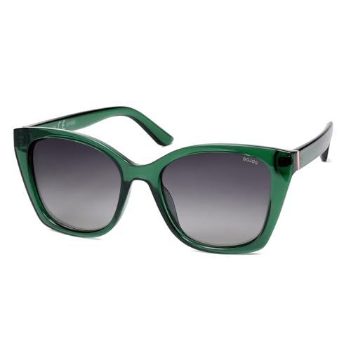 SOJOS Vintage Oversized Cateye Sunglasses Womens UV400 Large Designer Shades Lentes De Sol Para Mujer SJ2634 - color: Transparent Green/Grey Grading Lens