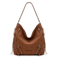 Wrangler Large Hobo Purses and Handbags for Women with Buckle and Fringe Zipper Faux Suede Shoulder Bag - color: Brown