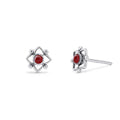Boma Jewelry Sterling Silver Flower Shaped Dot Stud Earring - color: Synthetic Red Coral