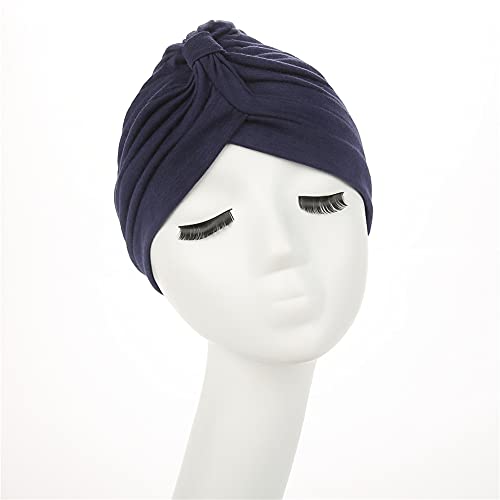 beauty YFJH Women's Cotton Turban Head Wrap Cancer Chemo Beanies Cap Headwear Cap Bonnet Hair Loss Hat - color: Navy