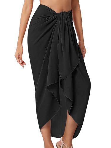 QIANXIZHAN Women's Swimsuit Cover Up,Beach Sarong Wrap Bottom Coverup for Women Short Skirt - color: 1black