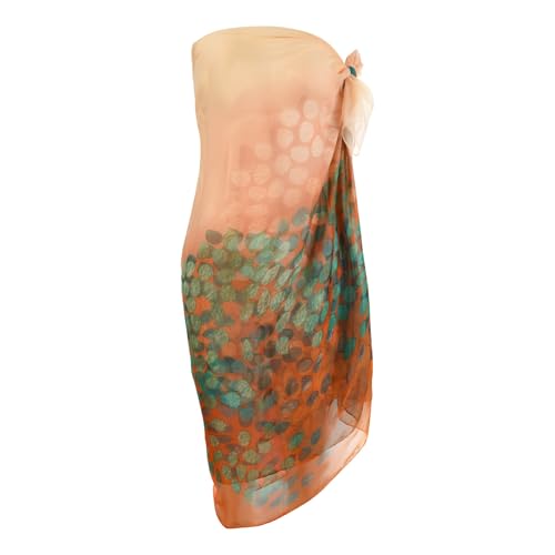 Womens Sexy Bohemian Floral Beach Cover Up Sarong Wrap Swimsuit Beachwear - color: B-orange