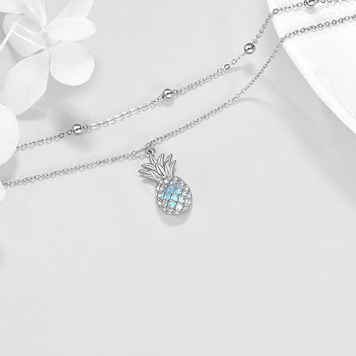 YAFEINI Ankle Bracelets for Women Sterling Silver Mermaid Turtle Ladybug Butterfly Moon Star Pineapple Anklet Link Chain Anklets Jewelry Gifts for Women - style: Pineapple anklet