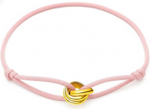 Red/Black/Pink String Bracelet for Protection and Good Luck, Adjustable Handmade Rope Bracelet with Gold/Silver Trinity Ring, Karma Friendship Bracelet for Women Men, Lucky Amulet Gift - color: Pink-gold