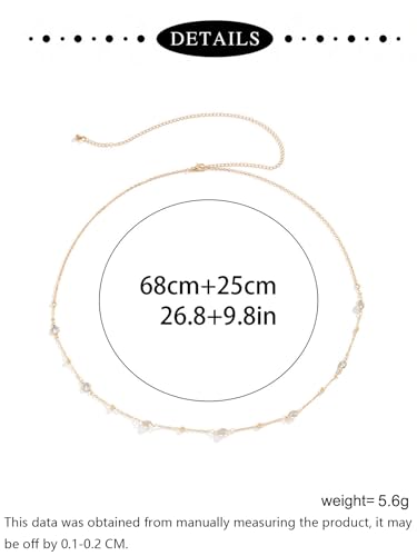 MODRSA Gold Body Chain Jewelry for Women Back Necklace for Backless Dress Backdrop Pearl Rhinestone Belly Chain Waist Chains Bra Chains Lingerie Summer Bikini Bodychain Trendy Sexy Stomach Jewelry - color: C1- Waist chain - Rhinestone gold