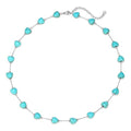 Created Turquoise Necklace for Women 14K Gold Plated Beaded Heart Choker Boho Necklaces Handmade Beach Summer Everyday Western Jewelry Gifts - color: Silver Chain, style: Heart