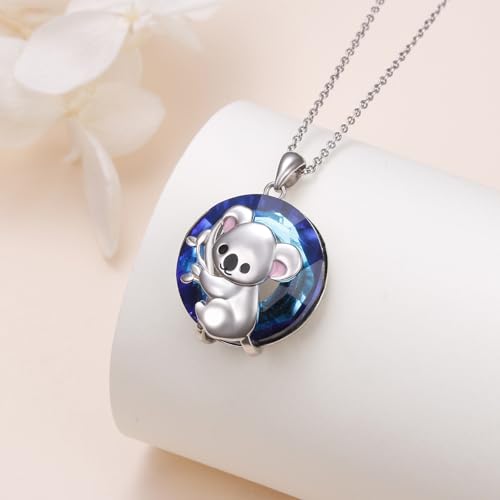 925 Sterling Silver Animal Necklaces Lion/Cat/Phoenix/Bunny/Koalas Necklace Adjustable Chain Animal Lover Pendant Jewelry for Women Men - style: Koala