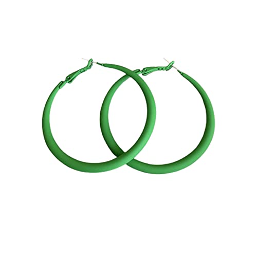 Colorful Matte Hoop Earrings 80s Hoop Earring Retro Earrings Neon Earrings Bright Fluorescence Round Hoop Earings for Women - color: green