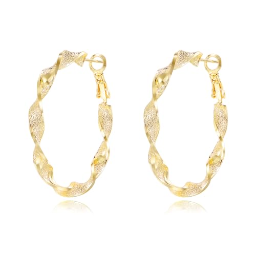 14K Gold Hoop Earrings for Women Gold Earrings for Women 14K gold Hoops Earring Jewelry Gifts - style: Twisted Spiral