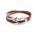 Long tiantian Leather Bracelets for Women Men Heart Wrap Bracelets Western Jewelry Cowgirl Outfits Birthday Gifts for Her - color: A2：brown leather bracelet