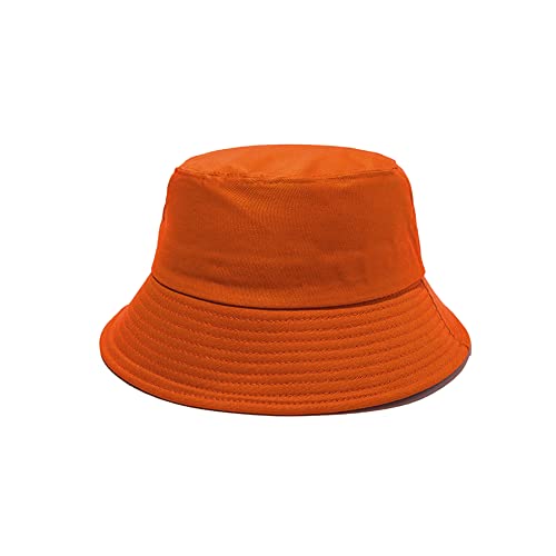 NPJY Bucket Hat for Women Men Cotton Summer Packable Sun Beach Fishing Hats Travel Cap - color: Plain Orange