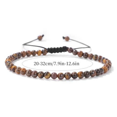 Lit Wall Crystal Anklets for Women Handmade Beach Boho Ankle Bracelet 4mm Adjustable Beaded Ankle Bracelet Waterproof Natural Stone Anklet Plus Size Anklets Gemstone Anklet Jewelry Gift for Her - style: Tiger Eye