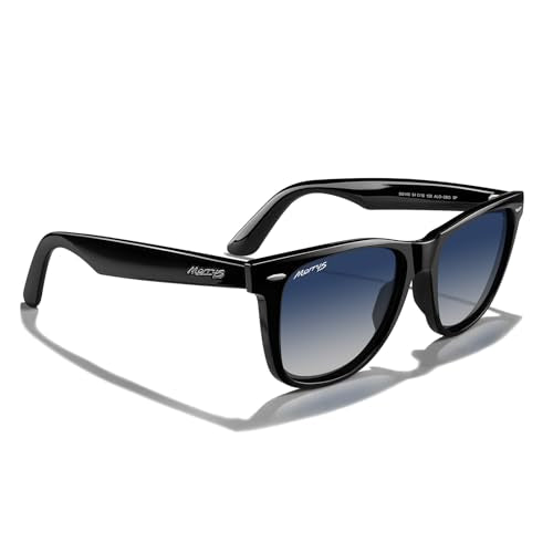 MERRY'S Classic Square Shape Polarized Sunglasses for Womens Mens Retro Designer UV400 Sun Glasses S6140 - color: Black Frame/Blue Tinted Gradient Lens