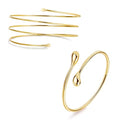 2Pcs Arm Cuff Gold Upper Arm Cuff for Women Adjustable Upper Arm Bracelets Open Irregular Arm Bangle Minimalist Coil Swirl Armlets Armband Jewelry - style: styleC gold