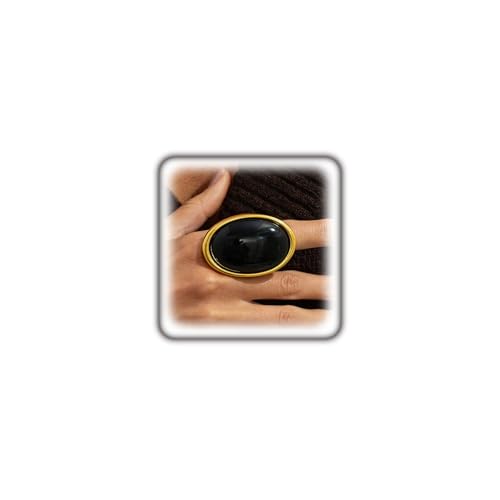 Gold Black Chunky Statement Rings for Women,Vintage Boho Oval Geometric Resin Knuckle Ring,Dainty Wedding Festival Jewelry Gift