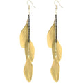 coadipress Boho Piercing Tassel Feather Long Chain Earrings Retro Lightweight Native Feather Dangle Drop Earrings for Women Bohemian Handmade Natural Feathers Earring Jewelry - color: Yellow