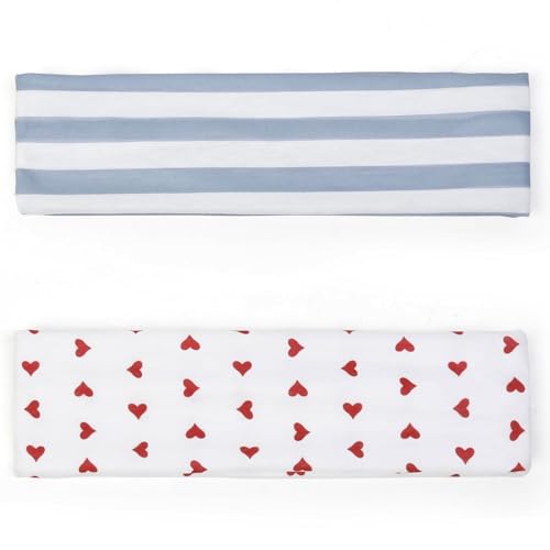 TERSE Fashion Women's Headbands for Short Hair Non Slip Elastic Floral Hairbands, Soft Fabric 2 Inches Thick Stripe Head Bands for Girls, Valentine's Day Heart Headbands - color: Headbands Color-Vivid