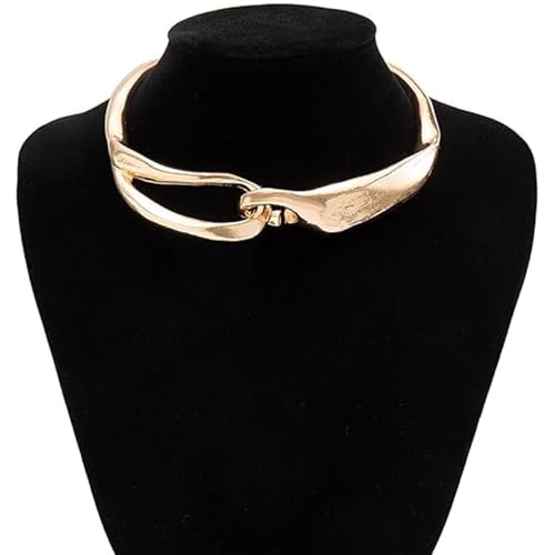 Chunky Chain Necklaces Women Statement Collar Necklace Gold Flat Snake Chain Choker Ribbed Design for Party, Dress Jewelry Gifts - color: A12
