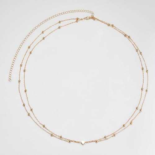 Belly Waist Chain Beads Layered Belly Chains Gold Plated Sexy Bikini Body Chain Adjustable Jewelry for Women - style: C-heart