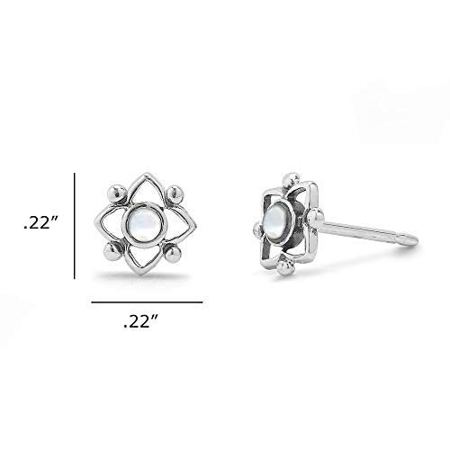 Boma Jewelry Sterling Silver Flower Shaped Dot Stud Earring - color: Mother of Pearl