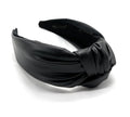 Chunky 2.5 Inches Thick Black Leather Headbands for Women Goes with Everything, Knotted Headband for Women is a Fashion Designer Girl Top Knot Head band Womens Hair - color: Chunky Black