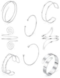 Arm Cuff Bracelet for Women Arm Layered Cuff Bangles Adjustable Coil Swirl Armlet ArmBand Stackable - style: 8 Sets Silver