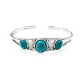Genuine Turquoise Bracelet Cuff Bracelet for Women Mom 925 Sterling Silver Natural Turquoise Bangles Vintage Bracelet Boho Jewelry for Birthday Christmas Mother's Day Valentine's Day - style: Leaf