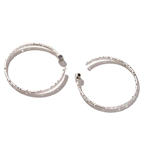 Hoop Earrings – 63.5mm Diameter, Gold Plated Brass with Matte Finish & Signature Hole Pattern, Lightweight Statement Hoops with Secure Friction Disc Backs - color: White Gold, size: Large