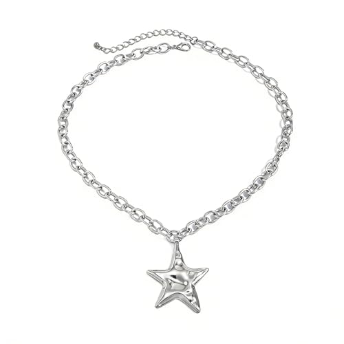 Chunky Necklace for Women Big Star Necklaces for Women Trendy Large Statement Necklace Thick Chain Bold Chunky Jewelry Star Accessories Boho - style: 3 - S