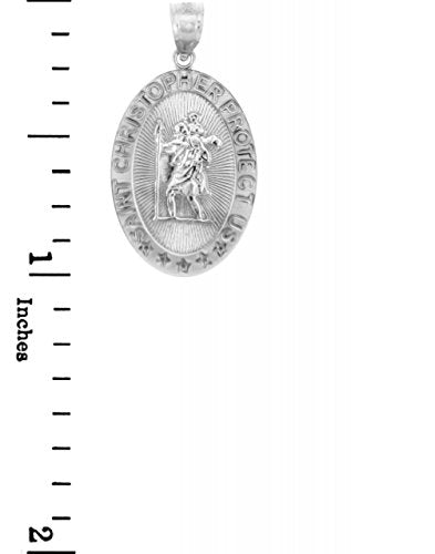 925 Sterling Silver St Christopher Medal Patron Saint of Travelers Catholic Protection Necklace
