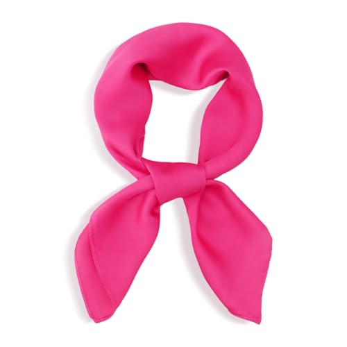 vimate Head Scarf for Women Hair 27'' Square Satin Silk Feeling Bnadana Neck Scarf Handbag Accessories Etc - color: C68#. Hot Pink
