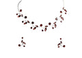 Faship Gorgeous Rhinestone Crystal Floral Necklace Earrings Set - color: Burgundy