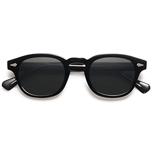 SOJOS Retro Small Round Sunglasses for Men Women Trendy Circle Style UV400 Lenses Unisex Sun Glasses SJ2251 - color: Black/Grey