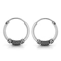 AeraVida Unique Bali Chic Tribal Coil and Ball Sterling Silver Hoop Earrings | Artistic Boho-Inspired Lightweight Jewelry for Women - style: Style3