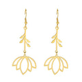 TEAMER Stainless Steel Lotus Flower Dangle Earrings Bohemian Drop Earring Unique Geometric Jewelry for Women - color: Lotus 1-Gold