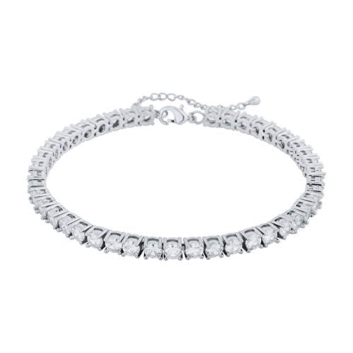 TOPGRILLZ Tennis Ankle Bracelet Gold Anklet Adjustable with Extension 14K Gold Plated Iced out Diamond 3-6mm Fashion Stylish Foot Jewelry for Women - style: 5mm White Gold