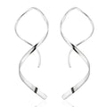 Handmade Spiral Threader Earrings Sterling Silver Hypoallergenic Twisted Pull Through Drop Dangle Earrings for Women - Silver & Gold - color: Silver