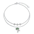 Anklets for Women S925 Sterling Silver Adjustable Beach Foot Ankle Bracelet Jewelry Gifts - style: Palm Tree 9+1.5