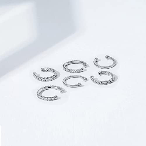 Amazon Essentials 14K Gold or Rhodium Plated Sterling Silver Set of 3 Ear Cuffs - color: Silver