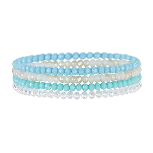 Noessla Beaded Boho Stretch Bracelet Colorful Stackable Crystal Beads Bracelets Trendy Costume Jewelry Mothers Day Gifts for Women - color: Light blue