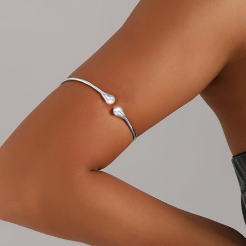 YVVLEE 3Pcs Arm Cuff for Women Open Upper Coil Bangle Bracelets Armlet Gold Silver Adjustable Armband Arm Bracelet Set - color: D