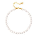 Aobei Pearl Handmade Pearl Beads Anklets for Women Adjustable White Beaded Ankle Bracelet for Wedding Gift