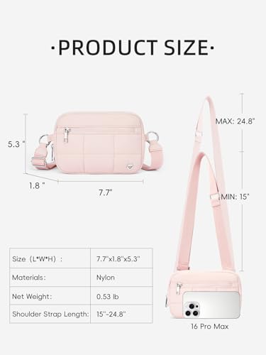 WESTBRONCO Small Crossbody Bags for Women Nylon with Adjustable Strap, Zipper Crossbody Purse, 1L Shoulder Bag for Travel - color: Pink-new